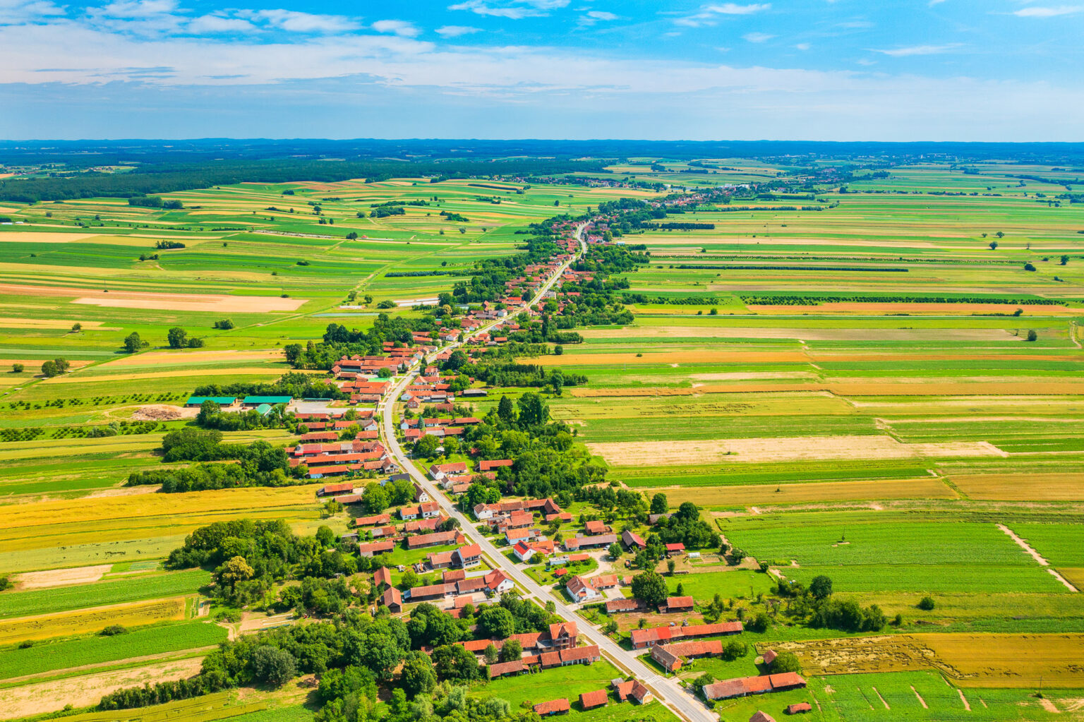Rural village of Veliki Zdenci in continental Croatia