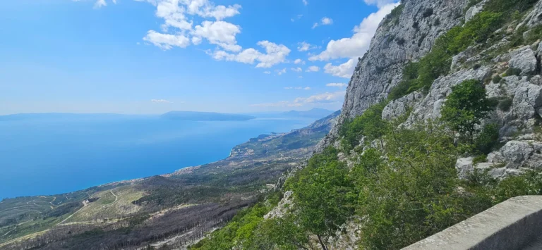Mountain overlook above the Croatian coast, with the Adriatic Sea and islands in the distance